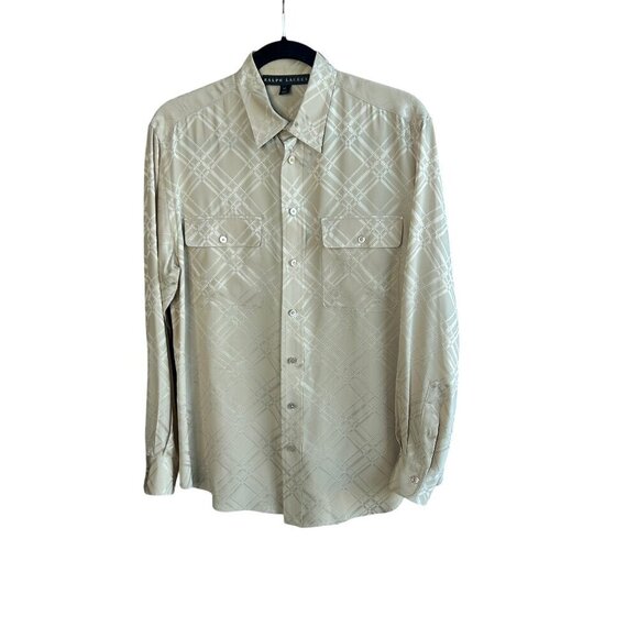 Ralph Lauren Black Label Tops - Ralph Lauren Black Label Classic Tan 100% Silk Blouse Size 10
